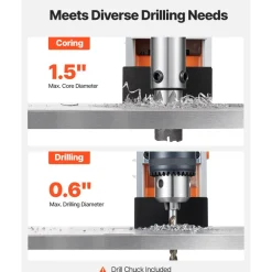 VEVOR Magnetic Drill Press, 1200 W, 1.5 in Boring Diameter, 2248 lbf Power Mag Drill Press, 900 RPM Speed, with Weldon Shank, Efficient Cooling, for Metal Surface, Industrial and Home Improvement