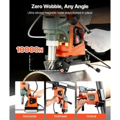VEVOR Magnetic Drill Press, 1400 W, 2 inch Boring Diameter, 0-750 RPM Speed, Reversible Direction, Mag Drill Press for Metal Surface, Electric Drilling Machine for Industrial and Home Improvement
