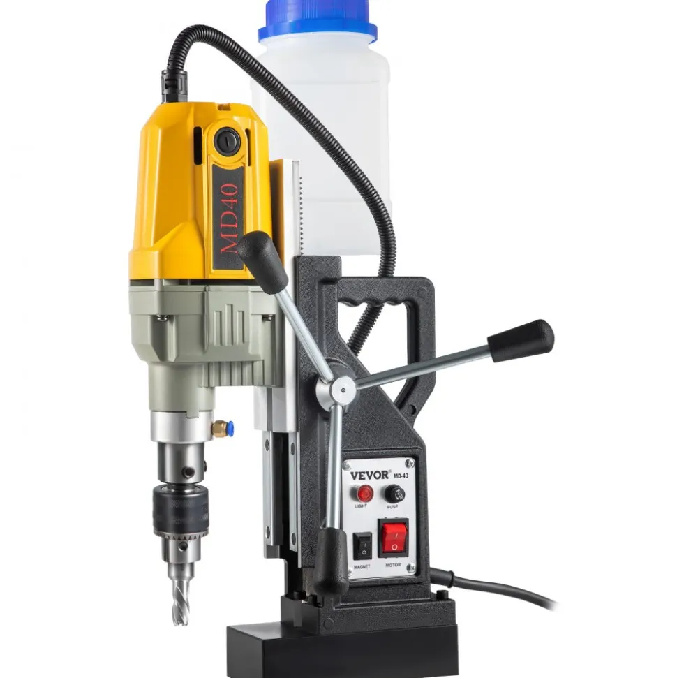 VEVOR Magnetic Drill, 1100W 1.57" Boring Diameter, 2697lbf/12000N Portable Electric Mag Drill Press with 12 Drilling Bits, 580 RPM Max Speed Drilling Machine for any Surface and Home Improvement