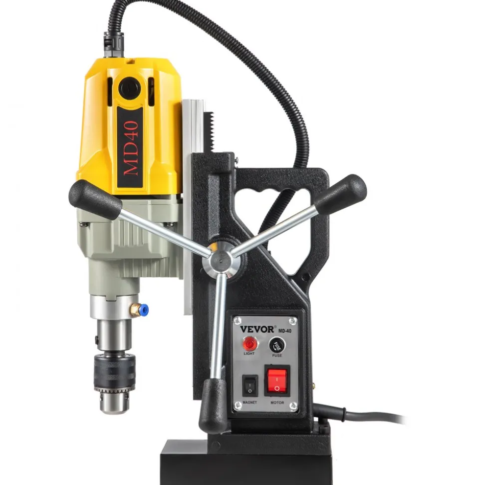 VEVOR Magnetic Drill, 1100W 1.57" Boring Diameter, 2697lbf/12000N Portable Electric Mag Drill Press with 7 Bits, 580 RPM Max Speed Drilling Machine for any Surface and Home Improvement