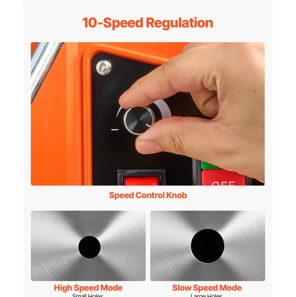 VEVOR Magnetic Drill, 1450W Motor 1.6 in Boring Diameter, 2810 lbf Portable Electric Mag Drill Press, with 2 Coring Bits, Variable Speed, Drilling Machine for Metal Surface, Home Improvement Industry