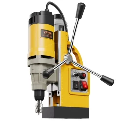 VEVOR Magnetic Drill, 1450W Motor 2 in Boring Diameter, 2878 lbf Electric Mag Drill Press, with 6 Coring Bits, Variable Speed, Drilling Machine for Metal Surface, Home Improvement Industry, Yellow