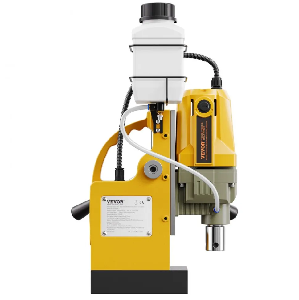 VEVOR Magnetic Drill, 1200W Motor 1.6 in Boring Diameter, 2810 lbf Electric Mag Drill Press, with 2 Coring Bits, Variable Speed, Drilling Machine for Metal Surface, Home Improvement Industry, Yellow