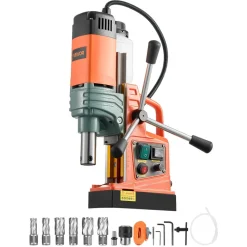 VEVOR Magnetic Drill, 1450W Motor 2 in Coring Diameter, 2922 lbf Magnetic Force, Portable Electric Mag Drill Press with 6 Coring Bits, Variable Speed, Drilling Machine for Metal Surface, Industrial