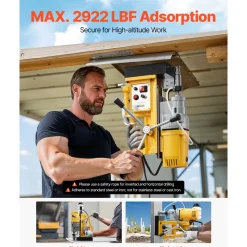 VEVOR Magnetic Drill, 1400W Motor 2 in Boring Diameter, 2922 lbf Portable Electric Mag Drill Press, 0-750 RPM Variable Speed, Drilling Machine for Metal Surface, Industrial and Home Improvement