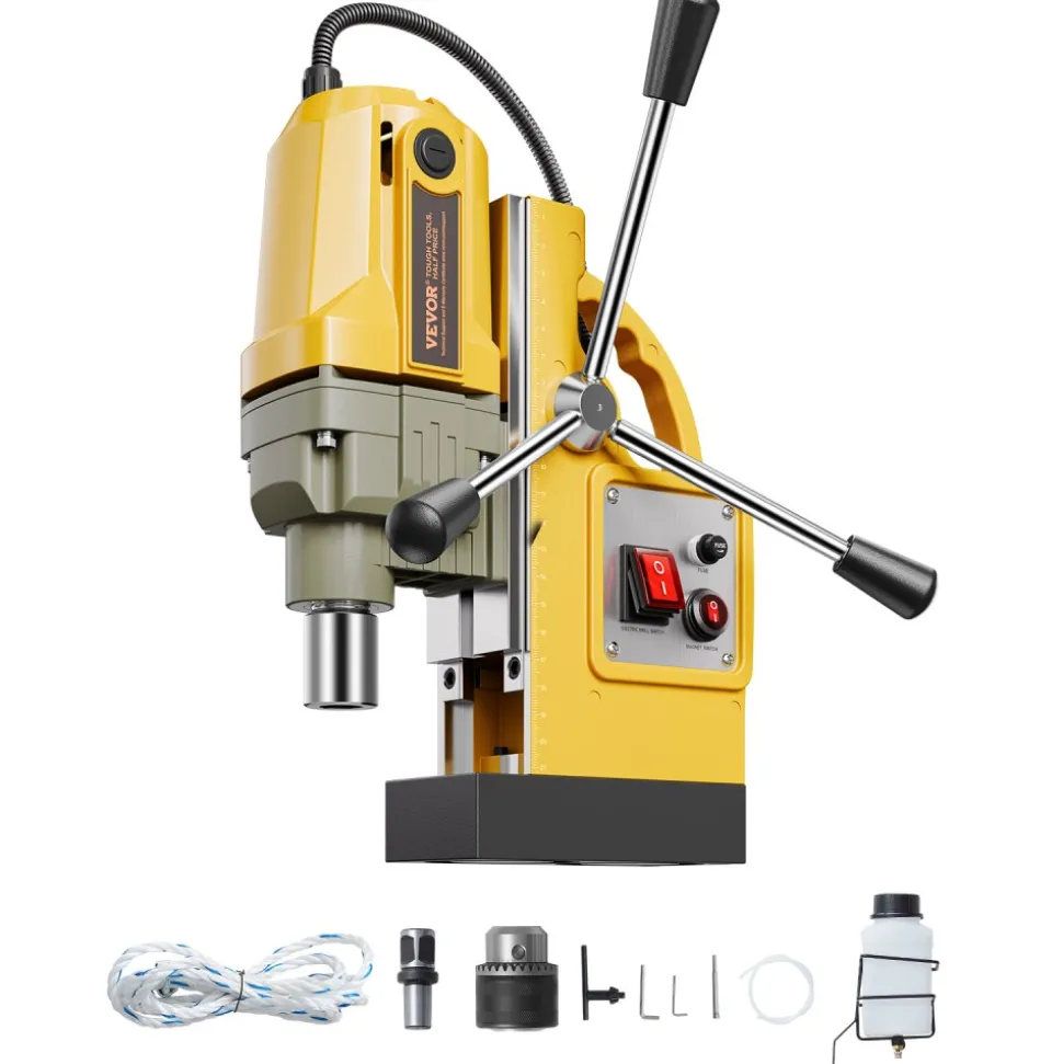 VEVOR Magnetic Drill, 1400W Motor 1.6 in Boring Diameter, 2810 lbf Portable Electric Mag Drill Press, 800 RPM No-Load Speed, Drilling Machine for Metal Surface, Industrial and Home Improvement