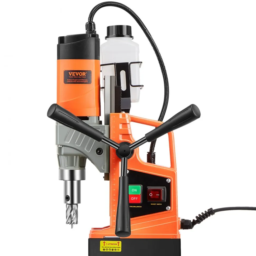 VEVOR Magnetic Drill, 1450W Motor 1.6 in Boring Diameter, 2810 lbf Portable Electric Mag Drill Press, with 11 Coring Bits, 850 RPM Speed, Drilling Machine for Metal Surface, Home Improvement Industry