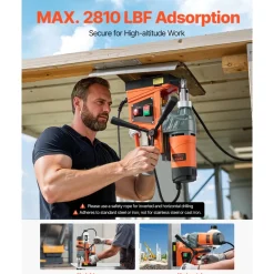 VEVOR Magnetic Drill, 1450W Motor 1.6 in Boring Diameter, 2810 lbf Portable Electric Mag Drill Press, with 11 Coring Bits, 850 RPM Speed, Drilling Machine for Metal Surface, Home Improvement Industry