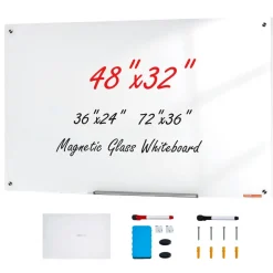 VEVOR Magnetic Glass Whiteboard, Dry Erase Board 48