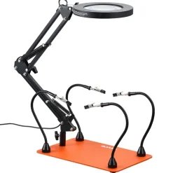 VEVOR Magnetic Helping Hands Soldering Station, 2-In-1 Third Hand Soldering Tool - 3X LED Magnifying Lamp & 5 Flexible Arms, 6 PCB Holders, Heavy-Duty Base Station for Electronic Repair Craft Hobby