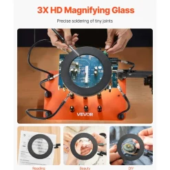 VEVOR Magnetic Helping Hands Soldering Station, 4 Flexible Arms Third Hand Tool, with Alligator Clips & Non-Slip Heavy-Duty Steel Base, Soldering Helping Hands for Electronic Repair Craft Hobby DIY