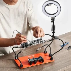 VEVOR Magnetic Helping Hands Soldering Station, 4 Flexible Arms Third Hand Tool, with Alligator Clips & Non-Slip Heavy-Duty Steel Base, Soldering Helping Hands for Electronic Repair Craft Hobby DIY