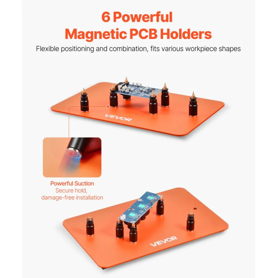 VEVOR Magnetic Helping Hands Soldering Station, 4 Flexible Arms Third Hand Tool, with Alligator Clips & Non-Slip Heavy-Duty Steel Base, Soldering Helping Hands for Electronic Repair Craft Hobby DIY