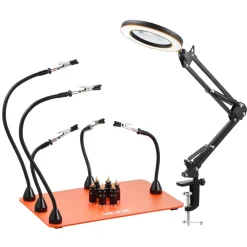 VEVOR Magnetic Helping Hands Soldering Station, 4 Flexible Arms Third Hand Tool, with Alligator Clips & Non-Slip Heavy-Duty Steel Base, Soldering Helping Hands for Electronic Repair Craft Hobby DIY
