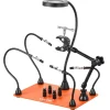 VEVOR Magnetic Helping Hands Soldering Station, Third Hand Soldering Tool with 3X LED Magnifying Lamp, 4 PCB Holders & 360 Hot Air Gun Holder, Heavy-Duty Base Station for Electronic Repair Craft Hobby