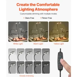 VEVOR Magnetic Helping Hands Soldering Station, Third Hand Soldering Tool with 3X LED Magnifying Lamp, 4 PCB Holders & 360 Hot Air Gun Holder, Heavy-Duty Base Station for Electronic Repair Craft Hobby