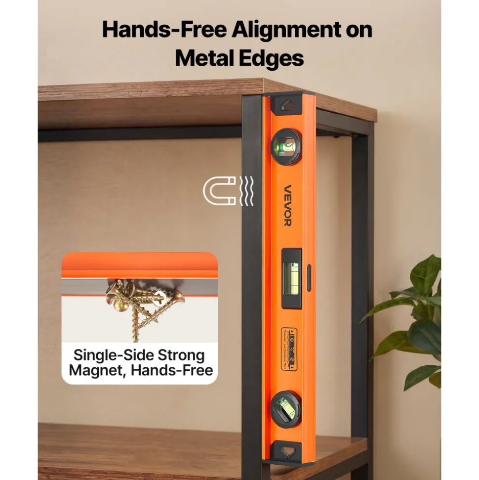 VEVOR Magnetic Level Set, 4-Piece Included 16/24/36/48 in, Aluminum Alloy I-Beam Bubble Leveler with Clear 3 Green Vials & Hanging Hole, Level Tool Ideal for Hanging Pictures, Home Improvement & DIY