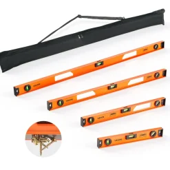 VEVOR Magnetic Level Set, 4-Piece Included 16/24/36/48 in, Aluminum Alloy I-Beam Bubble Leveler with Clear 3 Green Vials & Hanging Hole, Level Tool Ideal for Hanging Pictures, Home Improvement & DIY