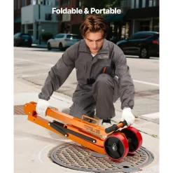VEVOR Magnetic Lid Lifter Dolly, 1320 lbs Pulling Capacity, Steel Dolly with Heavy Duty Magnet Lift and 2 Wheels, Adjustable Handle, N42 Neodymium, Foldable and Portable, for Lifting Manhole Covers