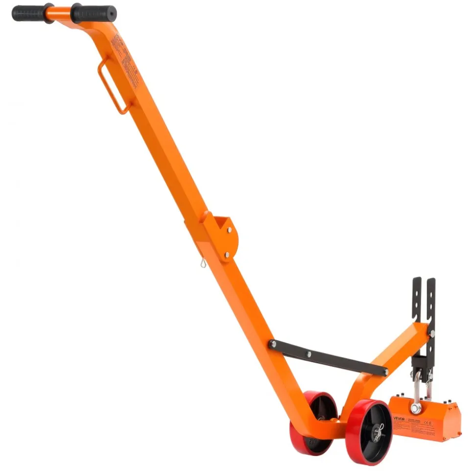 VEVOR Magnetic Lid Lifter Dolly, 1320 lbs Pulling Capacity, Steel Dolly with Heavy Duty Magnet Lift and 2 Wheels, Adjustable Handle, N42 Neodymium, Foldable and Portable, for Lifting Manhole Covers