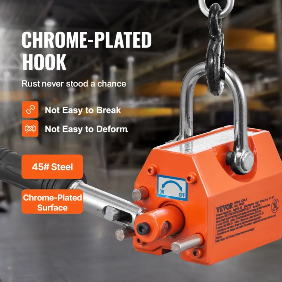VEVOR Magnetic Lifter, 220 lbs/100 kg Pulling Capacity, 2.5 Safety Factor, Neodymium & Steel, Lifting Magnet with Release, Permanent Lift Magnets, Heavy Duty Magnet for Hoist, Shop Crane, Block, Board
