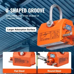 VEVOR Magnetic Lifter, 220 lbs/100 kg Pulling Capacity, 2.5 Safety Factor, Neodymium & Steel, Lifting Magnet with Release, Permanent Lift Magnets, Heavy Duty Magnet for Hoist, Shop Crane, Block, Board