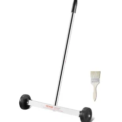 VEVOR Magnetic Sweeper with Wheels, 15inch Mini Magnetic Sweeper, 8 lbs Capacity, Adjustable Handle, Lightweight Magnetic Pickup Sweeper to Pick Up Nails and Screws, Easy Cleanup of Workshop Garage