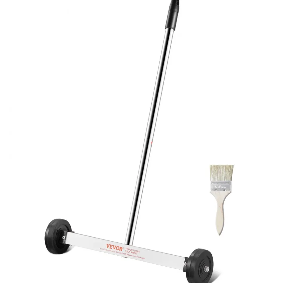 VEVOR Magnetic Sweeper with Wheels, 15inch Mini Magnetic Sweeper, 8 lbs Capacity, Adjustable Handle, Lightweight Magnetic Pickup Sweeper to Pick Up Nails and Screws, Easy Cleanup of Workshop Garage