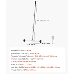 VEVOR Magnetic Sweeper with Wheels, 17 inch, 10 lbs Load Capacity, Lightweight Magnetic Pickup Sweeper with Adjustable Handle, Pick Up Nails and Screws, Easy Cleanup for Garages, Roofing Projects