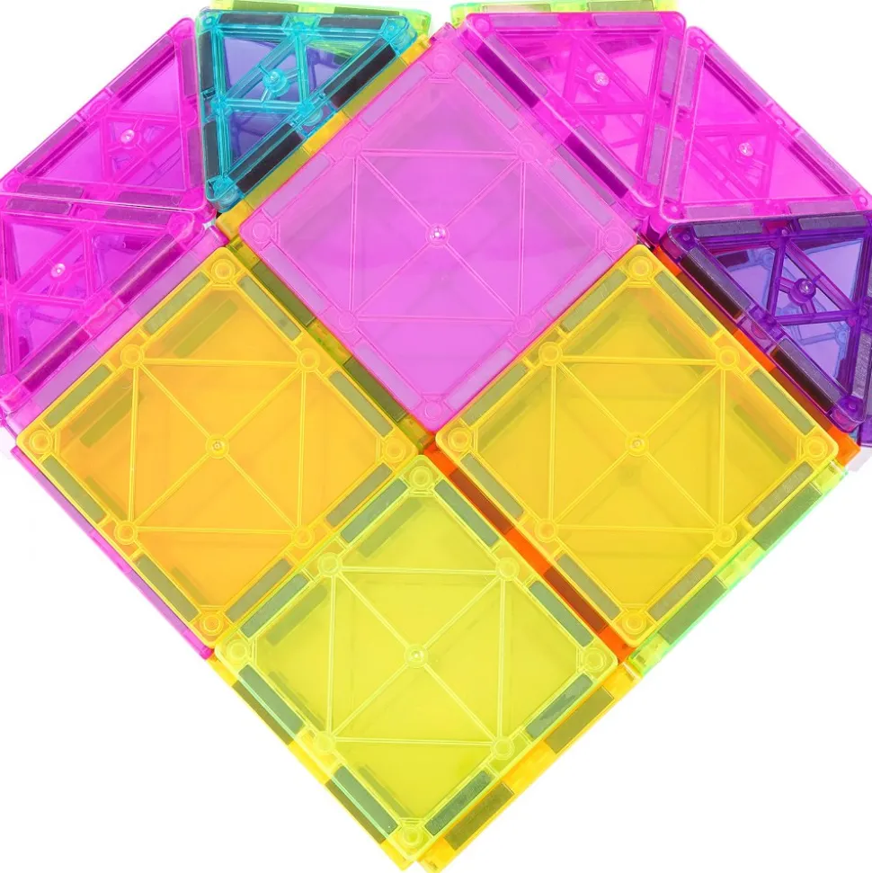VEVOR Magnetic Tiles, 32 PCS Magnetic Building Blocks for Kids, Magnet Building Set with Storage Bag, STEM Sensory Educational Construction Stacking Toys Gift for Toddlers Boys and Girls 3+ Year Old