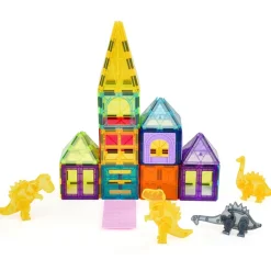 VEVOR Magnetic Tiles, 56 PCS Magnetic Animals Building Blocks for Kids, Magnet Building Set with 4 Dinosaurs, STEM Sensory Educational Construction Stacking Toys Gift for Toddlers Boys Girls Aged 3+