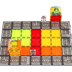 VEVOR Magnetic Tiles, 56 PCS Magnetic Road Building Blocks for Kids, Magnet Building Set with Storage Bag, STEM Sensory Educational City Construction Stacking Toys Gift for Toddlers Boys Girls Aged 3+