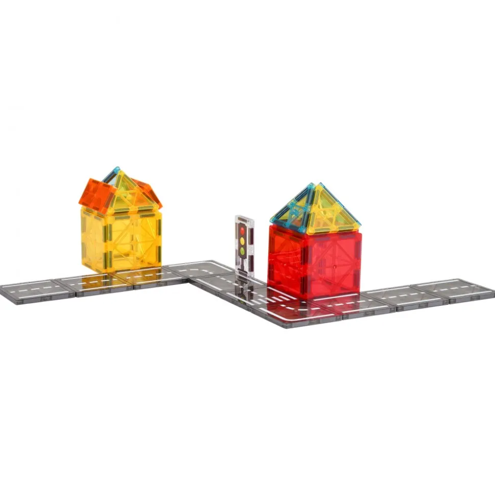 VEVOR Magnetic Tiles, 56 PCS Magnetic Road Building Blocks for Kids, Magnet Building Set with Storage Bag, STEM Sensory Educational City Construction Stacking Toys Gift for Toddlers Boys Girls Aged 3+