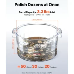 VEVOR Magnetic Tumbler, 180mm Jewelry Polisher Tumbler,2000 RPM KT-185 Jewelry Polisher Finisher with Adjustable Direction and Time for Jewelry (185mm)