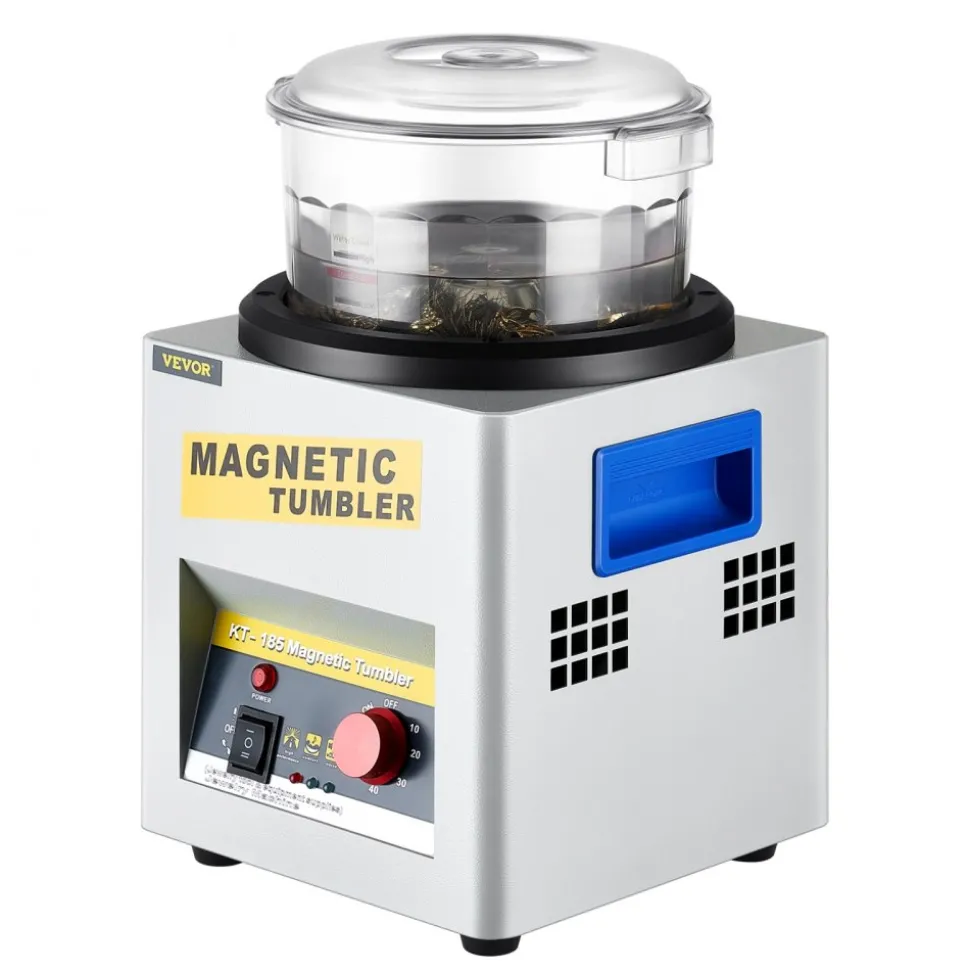 VEVOR Magnetic Tumbler, 180mm Jewelry Polisher Tumbler,2000 RPM KT-185 Jewelry Polisher Finisher with Adjustable Direction and Time for Jewelry (185mm)