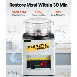 VEVOR Magnetic Tumbler, 180mm Jewelry Polisher Tumbler,2000 RPM KT-185 Jewelry Polisher Finisher with Adjustable Direction and Time for Jewelry (185mm)