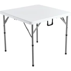 VEVOR Mahjong Table, Fold-in-Half 4 Player Card Table with Wear-Resistant Green Tabletop, Portable Bi-Folding Square Domino Table with Carrying Handle for Outdoor Camping Picnic Party, 34 x 34-inch
