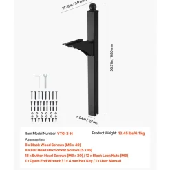VEVOR Mailbox Post, 56 x 4 x 4 Inches, Aluminum In-Ground Mounting Mail Box Stand with Universal Plate Bracket, Heavy Duty Metal Post Sleeve Kit for Outside Curbside Residential, Powder Coated Black