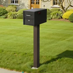 VEVOR Mailbox Post, 43 x 4 x 4 Inches, Steel In-Ground Mounting Mail Box Stand with Powder Coating Surface, Heavy Duty Metal Post Sleeve Kit for Outside Curbside Residential Use, Easy Install, Bronze