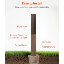 VEVOR Mailbox Post, 43 x 4 x 4 Inches, Steel In-Ground Mounting Mail Box Stand with Powder Coating Surface, Heavy Duty Metal Post Sleeve Kit for Outside Curbside Residential Use, Easy Install, Bronze