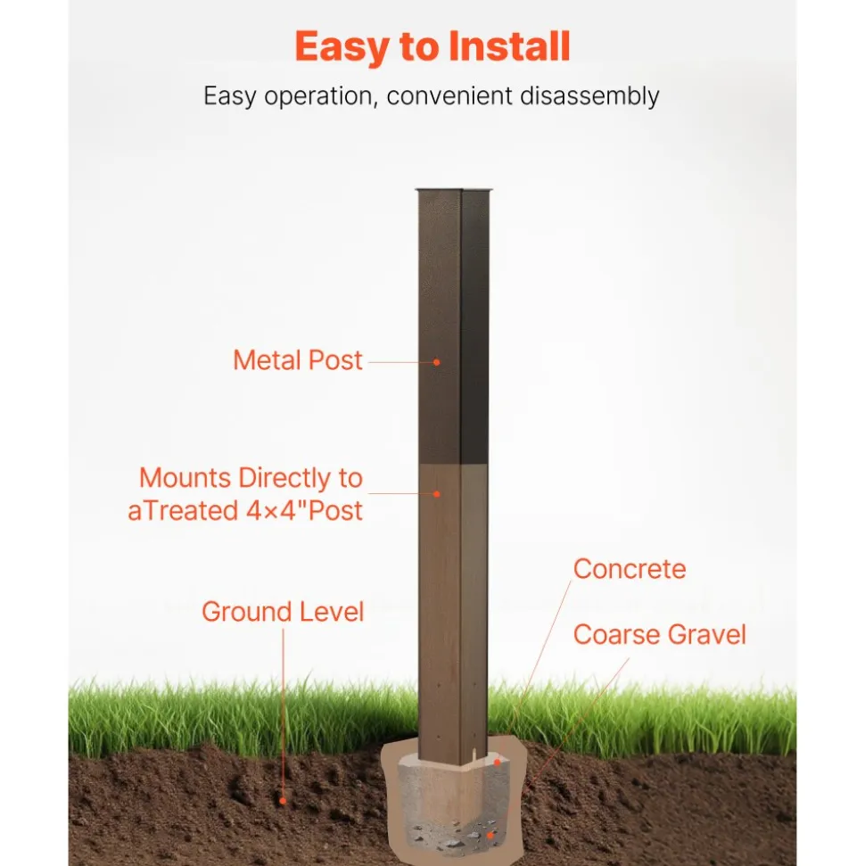 VEVOR Mailbox Post, 43 x 4 x 4 Inches, Steel In-Ground Mounting Mail Box Stand with Powder Coating Surface, Heavy Duty Metal Post Sleeve Kit for Outside Curbside Residential Use, Easy Install, Bronze