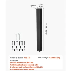 VEVOR Mailbox Post, 43 x 4 x 4 Inches, Steel In-Ground Mounting Mail Box Stand with Powder Coating Surface, Heavy Duty Metal Post Sleeve Kit for Outside Curbside Residential Use, Easy Install, Black