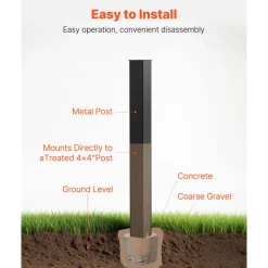 VEVOR Mailbox Post, 43 x 4 x 4 Inches, Steel In-Ground Mounting Mail Box Stand with Powder Coating Surface, Heavy Duty Metal Post Sleeve Kit for Outside Curbside Residential Use, Easy Install, Black