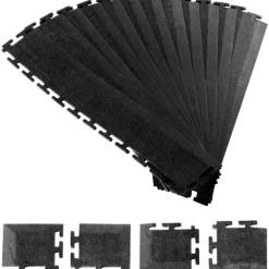 VEVOR Male Garage Floors Transition Edge Kit, 12 Edges and 4 Corners, Sturdy PVC Interlocking Modular Garage Floor Edging Slip-resistant, Compatible Only with VEVOR 4-Sided Interlocking Mats, Black