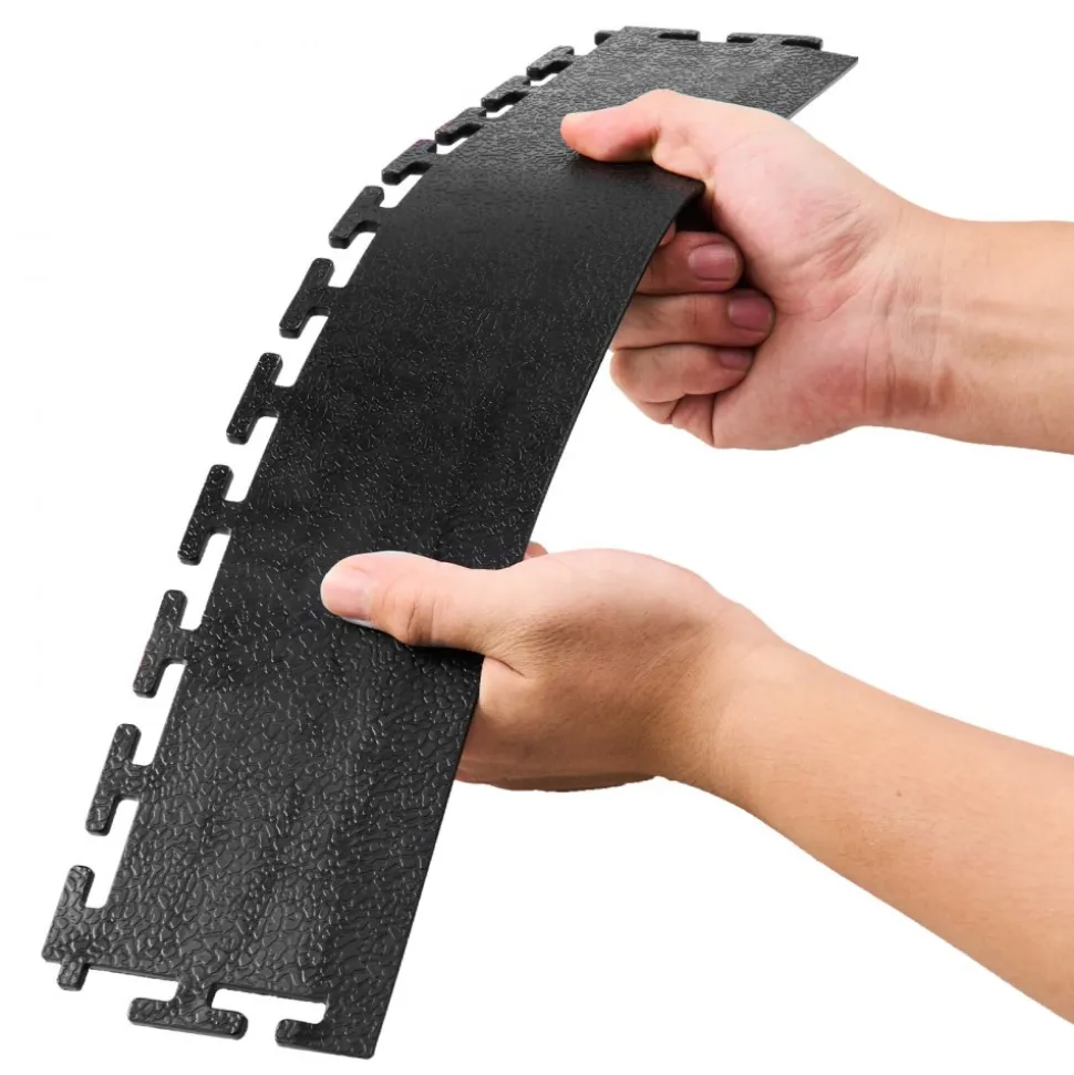 VEVOR Male Garage Floors Transition Edge Kit, 12 Edges and 4 Corners, Sturdy PVC Interlocking Modular Garage Floor Edging Slip-resistant, Compatible Only with VEVOR 4-Sided Interlocking Mats, Black