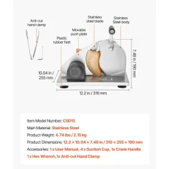 VEVOR Manual Bread Slicer, 0-0.6