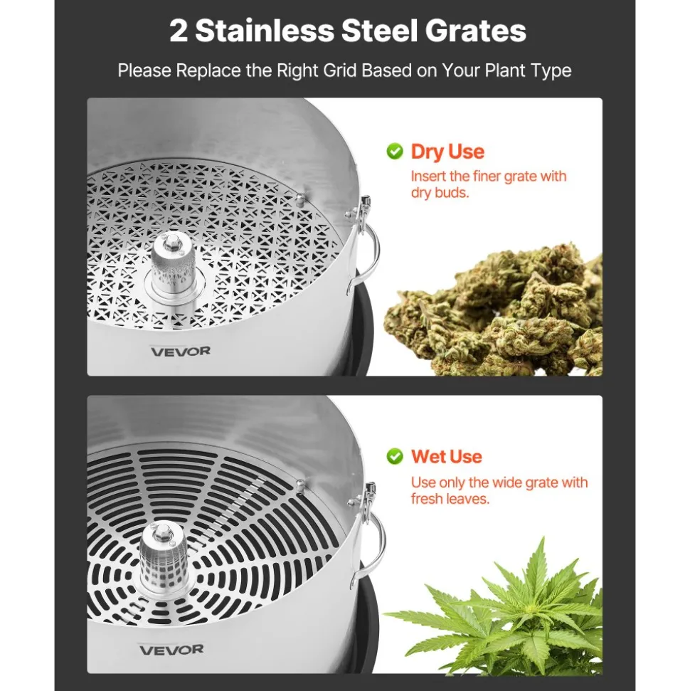 VEVOR Manual Bud Leaf Trimmer, 16 in Reaper Bowl Bud Trimmer with Stainless Steel Blades, Visual Cutting, Wet & Dry Hydroponic Cutting Machine with Tray, Twisted Spin Cut for Plant Buds Flowers