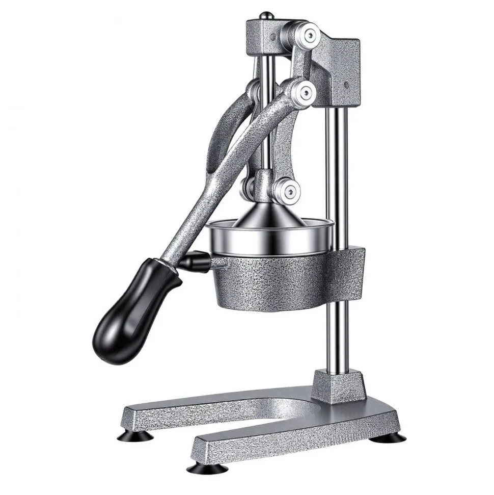 VEVOR Manual Citrus Juicer, 15" Tall Hand Press Orange Juicer, Manual Fresh Juice Extractor for Lemon Pomegranate Grapefruit, Heavy-Duty Cast Iron, Easy to Clean, Home & Commercial Use, Silver Gray