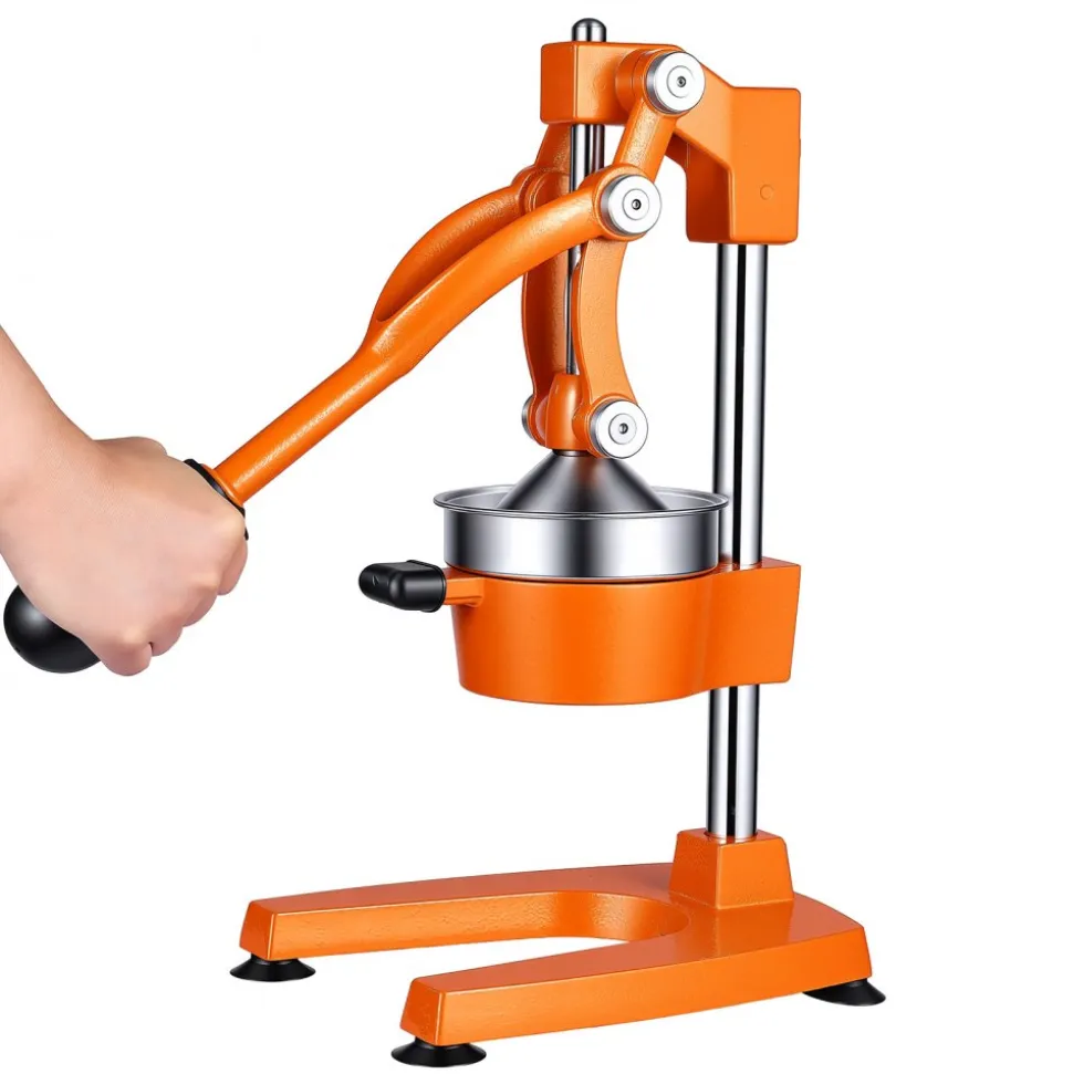 VEVOR Manual Citrus Juicer, 15" Tall Hand Press Orange Juicer, Manual Fresh Juice Extractor for Lemon Pomegranate Grapefruit, Heavy-Duty Cast Iron, Easy to Clean, Home & Commercial Use, Orange