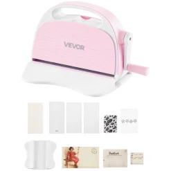 VEVOR Manual Die Cutting and Embossing Machine, 3" Opening, Portable Die Cut Machine Set with Cutting Dies, Embossing Folders, Paper Sheets, Cutting Plates, for Scrapbooking, Card Making, Crafting